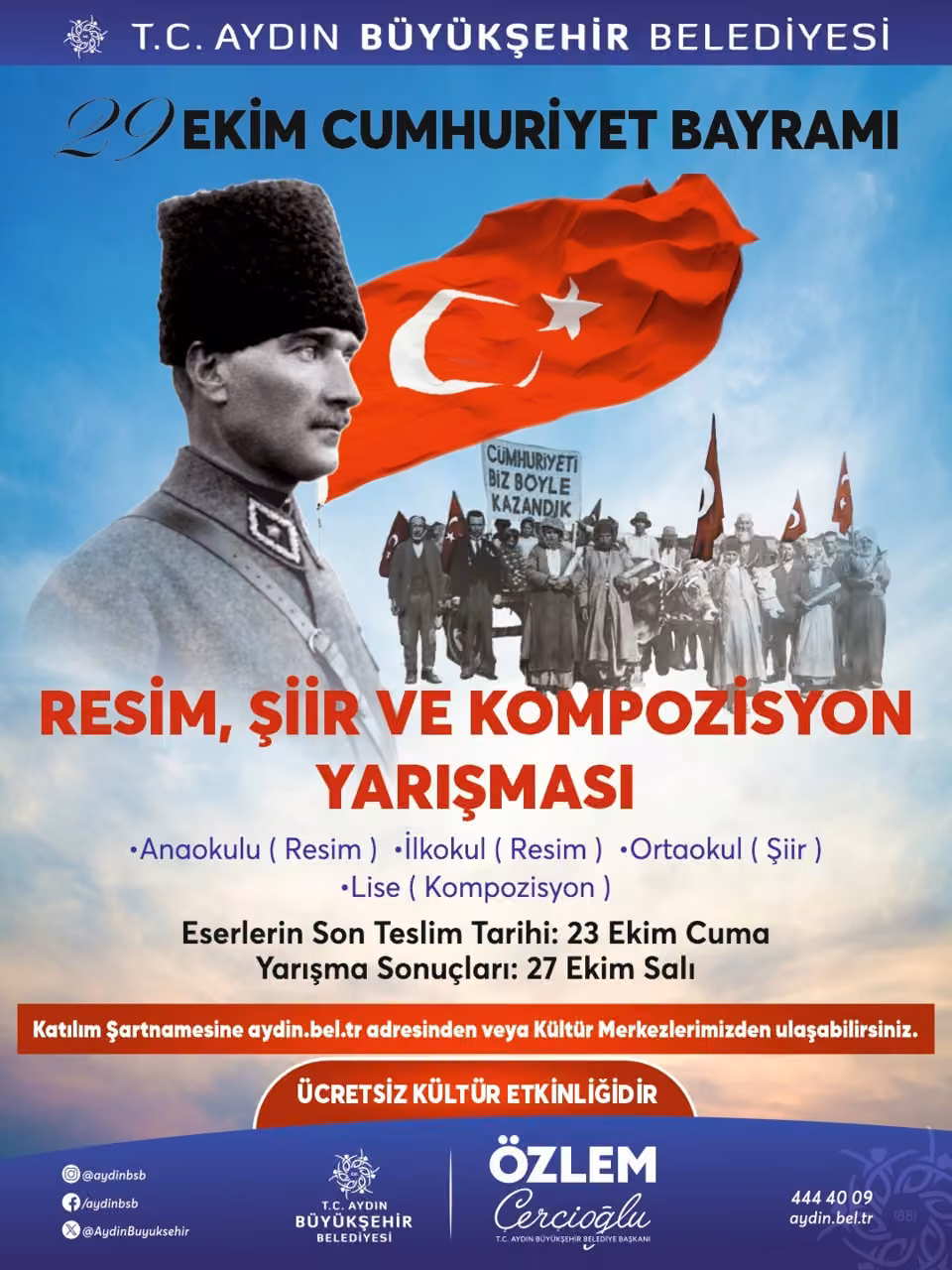 Aydın’da gençler Cumhuriyet’i resim, şiir ve kompozisyonla anlatacak