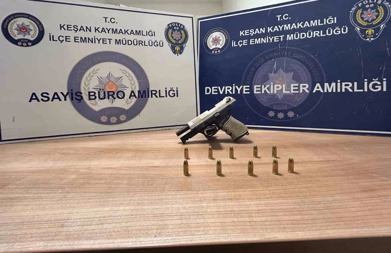 Keşan’da tabancayla yakalanan şüpheli gözaltına alındı
