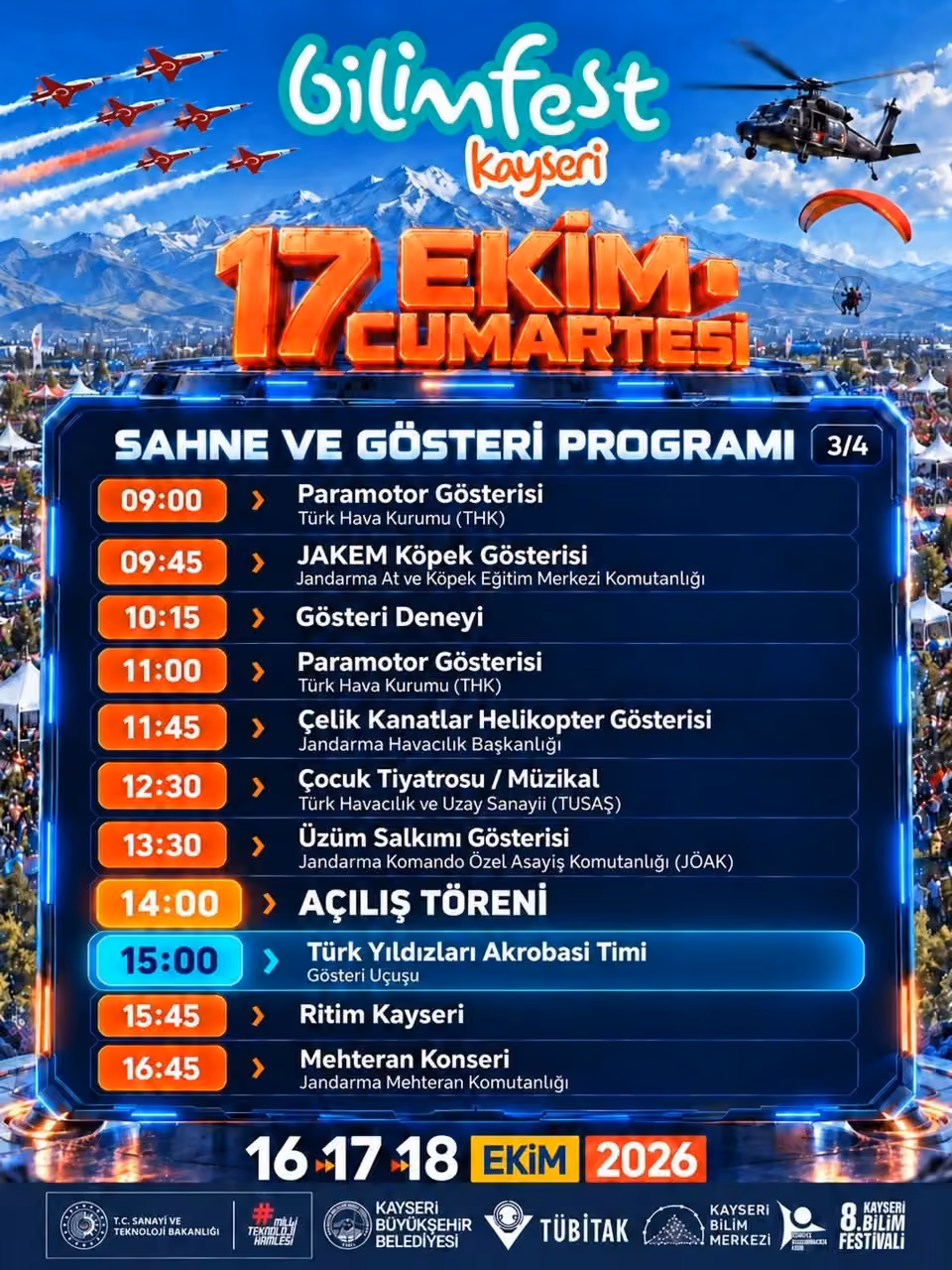 Bilim ve teknoloji şöleni başlıyor: 8. BİLİMFEST Kayseri kapılarını açıyor