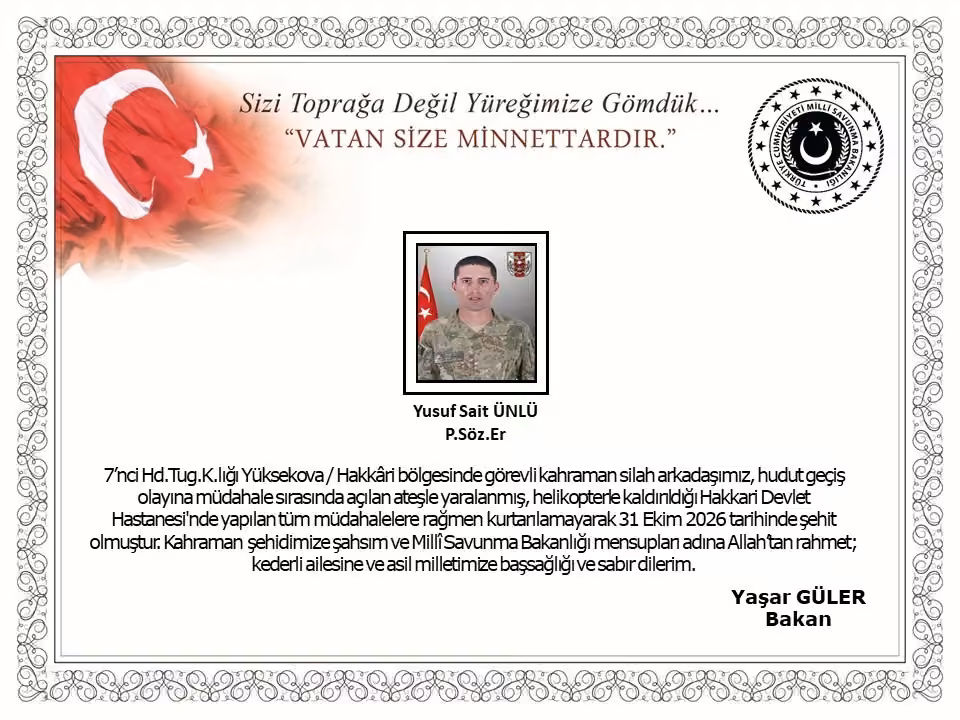Hakkari Yüksekova’da hudut geçiş olayına müdahale sırasında açılan ateş sonucu bir asker şehit oldu