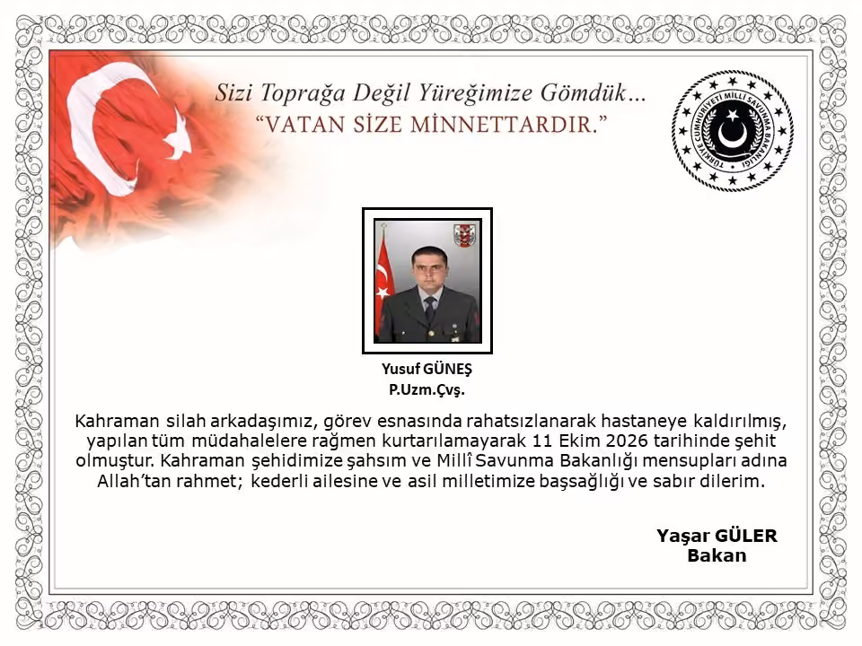Görev esnasında rahatsızlanan asker şehit oldu