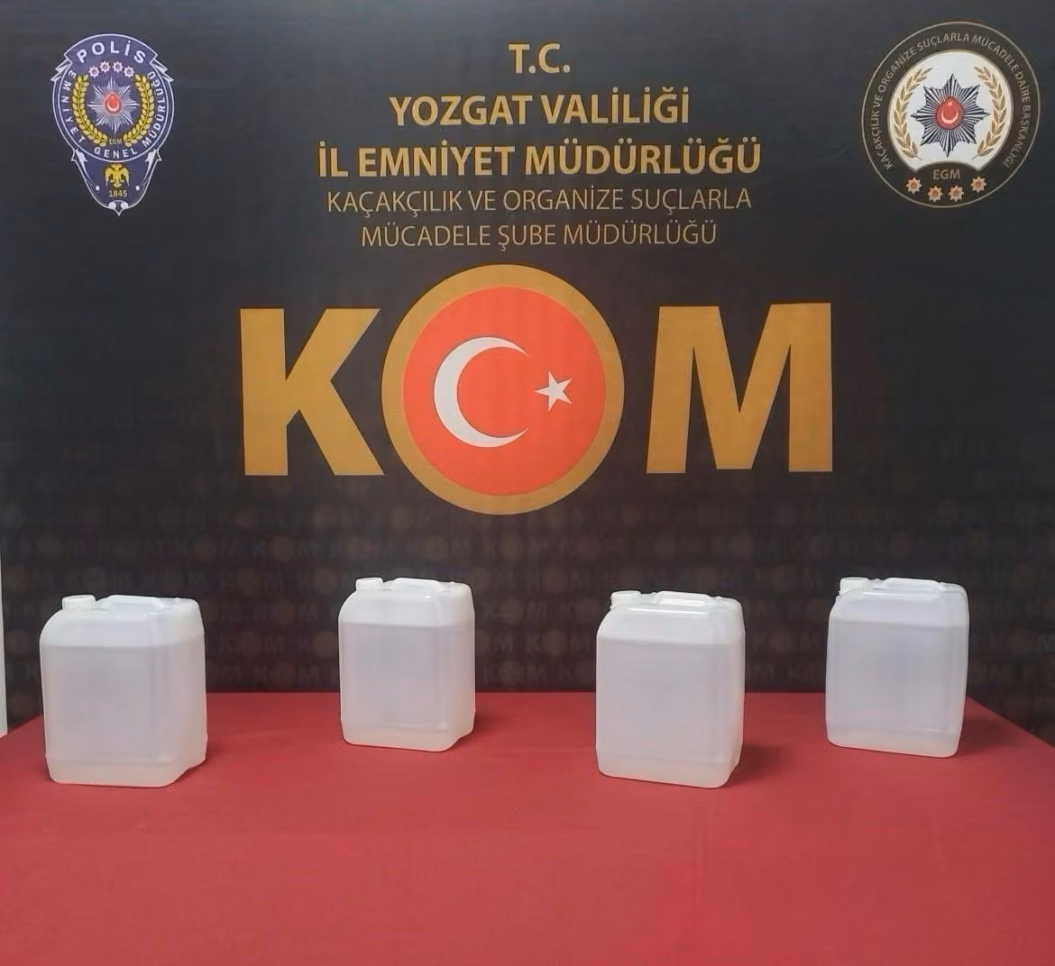 Yozgat’ta 20 litre etil alkol ele geçirildi